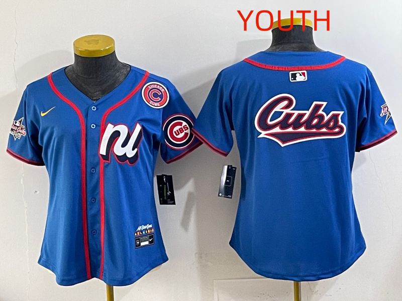 Youth 2025 Chicago Cubs Blank Blue All star Nike MLB Jersey style 04->youth mlb jersey->Youth Jersey